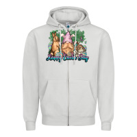 Dove Grey Gnome bunny Happy Easter Day Zipper Hoodie - HowdyJamesFarm