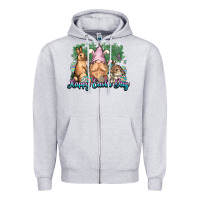 Heather Grey Gnome bunny Happy Easter Day Zipper Hoodie - HowdyJamesFarm