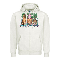 Oatmeal Heather Gnome bunny Happy Easter Day Zipper Hoodie - HowdyJamesFarm