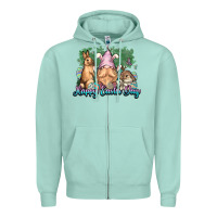 Seafoam Gnome bunny Happy Easter Day Zipper Hoodie - HowdyJamesFarm