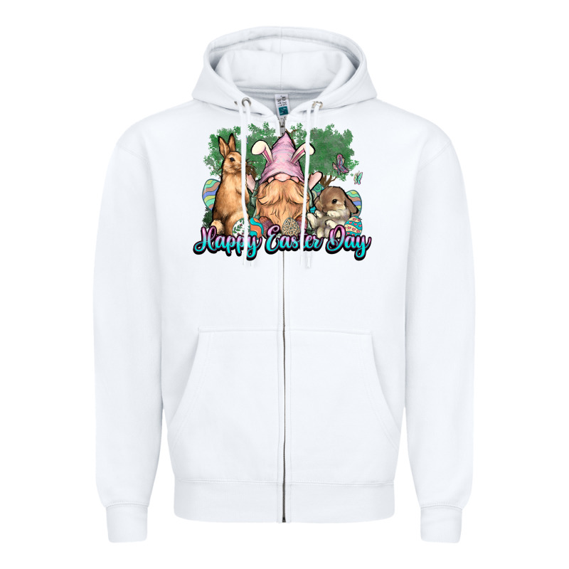 Gnome Bunny Happy Easter Day Zipper Hoodie by HowdyJamesFarm | Teevron