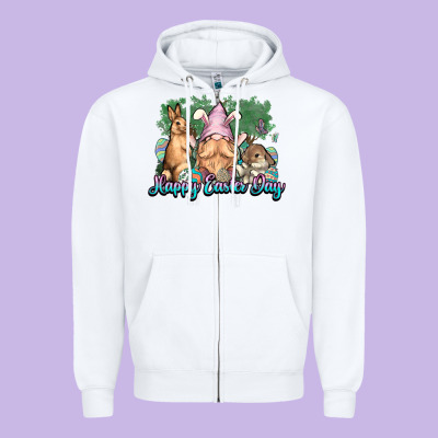 Gnome Bunny Happy Easter Day Zipper Hoodie Designed By Howdyjamesfarm