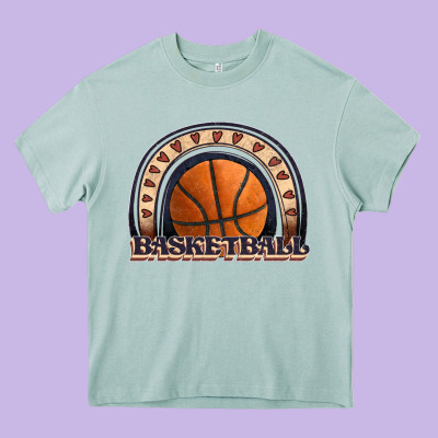 Basketball Rainbow Heavy Core Tee Designed By Jahusdesignshop
