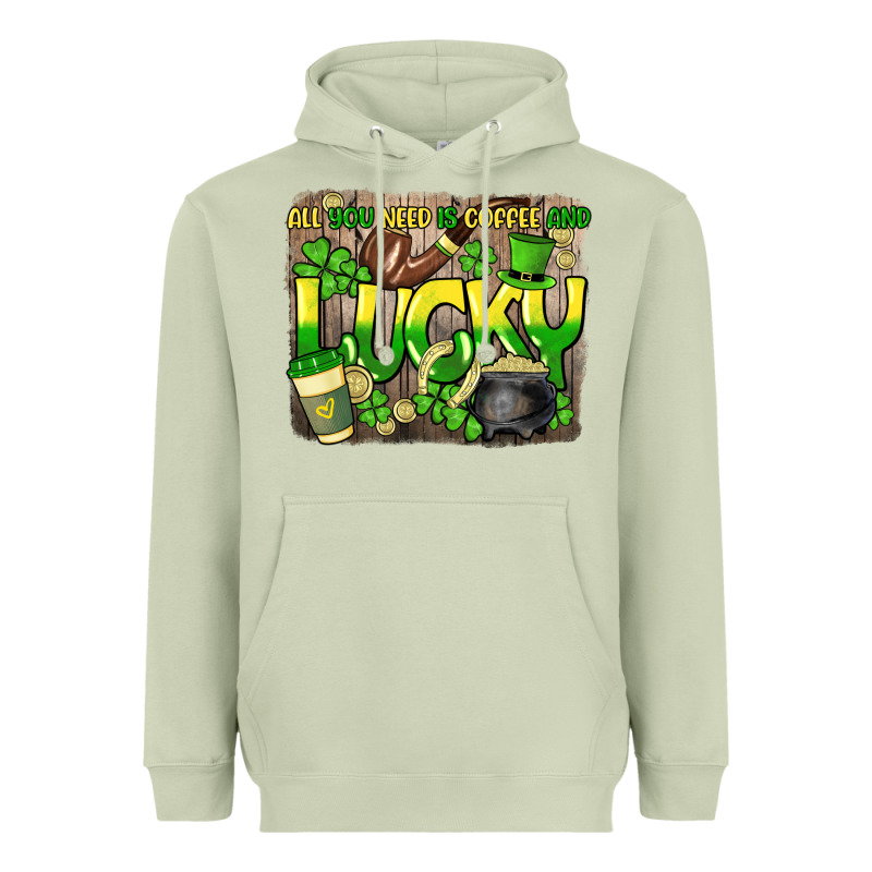 All You Need Is Coffee And Lucky St. Patrick's Heavyweight Hoodie by HowdyJamesFarm | Teevron