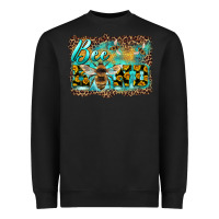 Black bee kind with sunflower and leopard background Heavyweight Sweatshirt - Artiststas