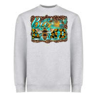 Heather Grey bee kind with sunflower and leopard background Heavyweight Sweatshirt - Artiststas