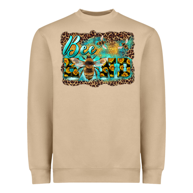 Bee Kind With Sunflower And Leopard Background Heavyweight Sweatshirt by Artiststas | Teevron