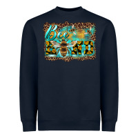 Navy bee kind with sunflower and leopard background Heavyweight Sweatshirt - Artiststas