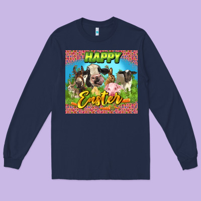 Happy Easter Farm Animals 20oz Skinny Long Sleeve Tee Designed By Lillyallendesigns