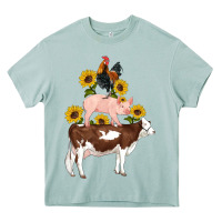 Arona western farm life cow pig rooster with sunflowers Heavy Core Tee - Artiststas