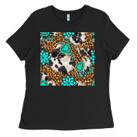 Black western turquoise seamless pattern Ladies Tee - BundleAndBundleShop