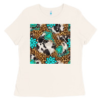 Bone western turquoise seamless pattern Ladies Tee - BundleAndBundleShop