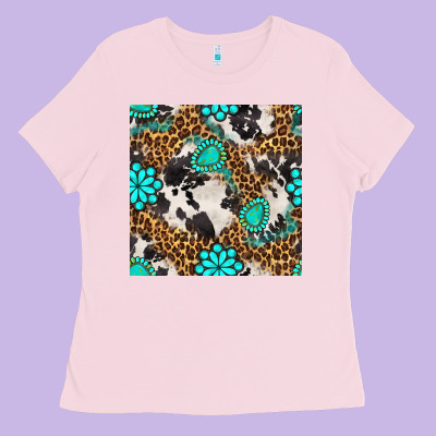 Western Turquoise Seamless Pattern Ladies Tee Designed By Bundleandbundleshop