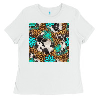 White western turquoise seamless pattern Ladies Tee - BundleAndBundleShop