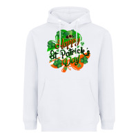 White Happy St. Patrick's Day Heavyweight Hoodie - CowGirlArtShop