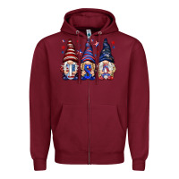 Burgundy USA gnomies 4th of july Zipper Hoodie - HowdyJamesFarm
