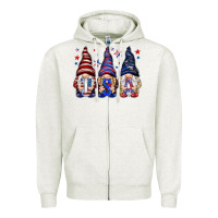Oatmeal Heather USA gnomies 4th of july Zipper Hoodie - HowdyJamesFarm