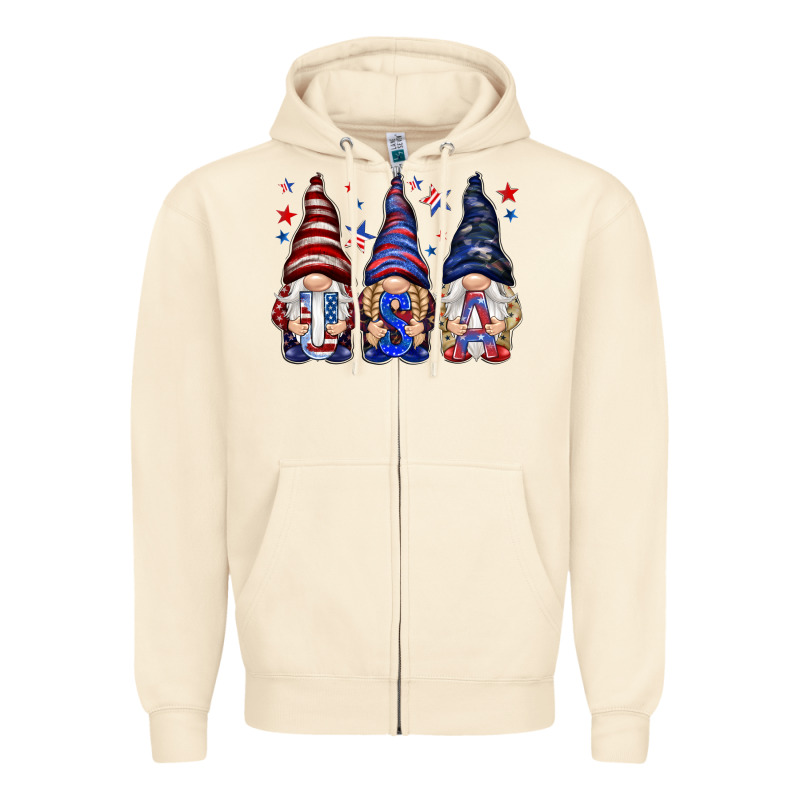 Usa Gnomies 4th Of July Zipper Hoodie by HowdyJamesFarm | Teevron