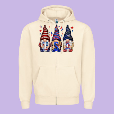 Usa Gnomies 4th Of July Zipper Hoodie Designed By Howdyjamesfarm