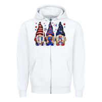 White USA gnomies 4th of july Zipper Hoodie - HowdyJamesFarm