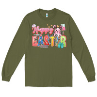 Army Green Happy Easter Nurse Long Sleeve Tee - LillyAllenDesigns