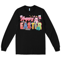 Black Happy Easter Nurse Long Sleeve Tee - LillyAllenDesigns