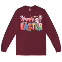 Burgundy Happy Easter Nurse Long Sleeve Tee - LillyAllenDesigns