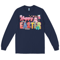 Navy Happy Easter Nurse Long Sleeve Tee - LillyAllenDesigns