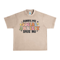 French Oak sorry my social anxiety says no Urban Heavy Tee - MaliasSmallBusiness