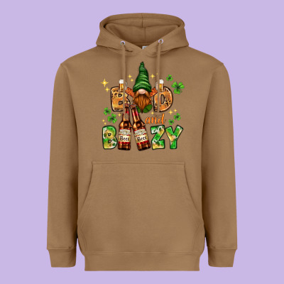 St. Patrick's Bad And Boozy With Gnome Heavyweight Hoodie Designed By Howdyjamesfarm