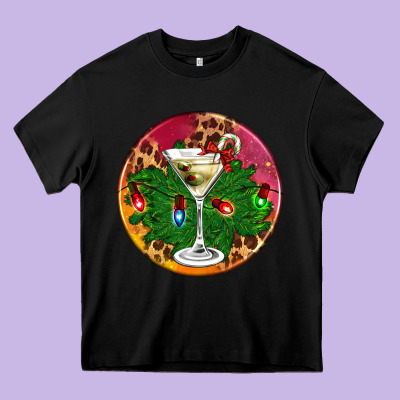 Christmas Martini Heavy Core Tee Designed By Adodesignshop