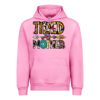 Fuchsia Pink Tired As a Mother Urban Hoodie - CowhideDigitalArt