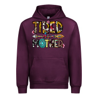 Mauve Wine Tired As a Mother Urban Hoodie - CowhideDigitalArt