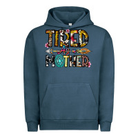 Pigment Midnight Navy Tired As a Mother Urban Hoodie - CowhideDigitalArt