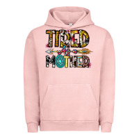 Pigment Salmon Tired As a Mother Urban Hoodie - CowhideDigitalArt