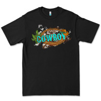 Black western cowboy and hat with cactus and cowhide Premium Tee - Artiststas