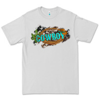 Western Cowboy And Hat With Cactus And Cowhide Premium Tee | Teevron