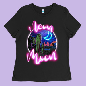 Neon Moon Ladies Tee Designed By Jahusdesignshop