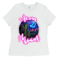 White neon moon Ladies Tee - JahusDesignShop