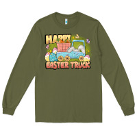 Army Green Happy Easter truck Long Sleeve Tee - LillyAllenDesigns