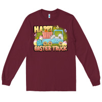 Burgundy Happy Easter truck Long Sleeve Tee - LillyAllenDesigns