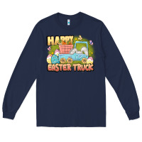 Navy Happy Easter truck Long Sleeve Tee - LillyAllenDesigns