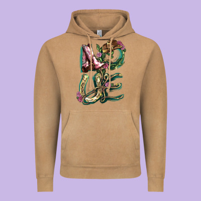 Love Boots Horseshoe Cowboy Vintage Hoodie Designed By Nancycooperartshop