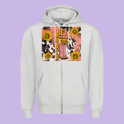 Cowgirl Boots Sunflower Zipper Hoodie Designed By Tumblerdesignbyshophia