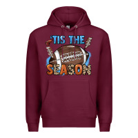 Burgundy Tis the season lightning bolt Premium Hoodie - HowdyJamesFarm