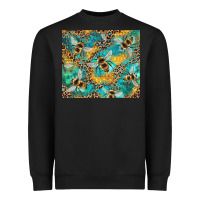 Black honeycomb and bees with leopard Heavyweight Sweatshirt - Artiststas