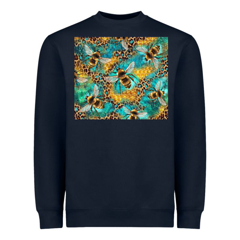 Honeycomb And Bees With Leopard Heavyweight Sweatshirt by Artiststas | Teevron