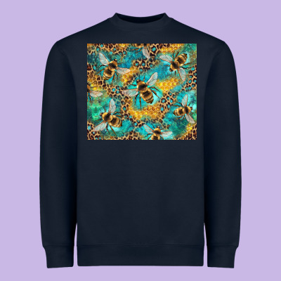 Honeycomb And Bees With Leopard Heavyweight Sweatshirt Designed By Artiststas
