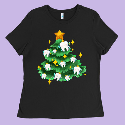 Christmas Tree With Teeth Ladies Tee Designed By Adodesignshop