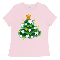 Bubblegum Pink Christmas tree with teeth Ladies Tee - AdoDesignShop